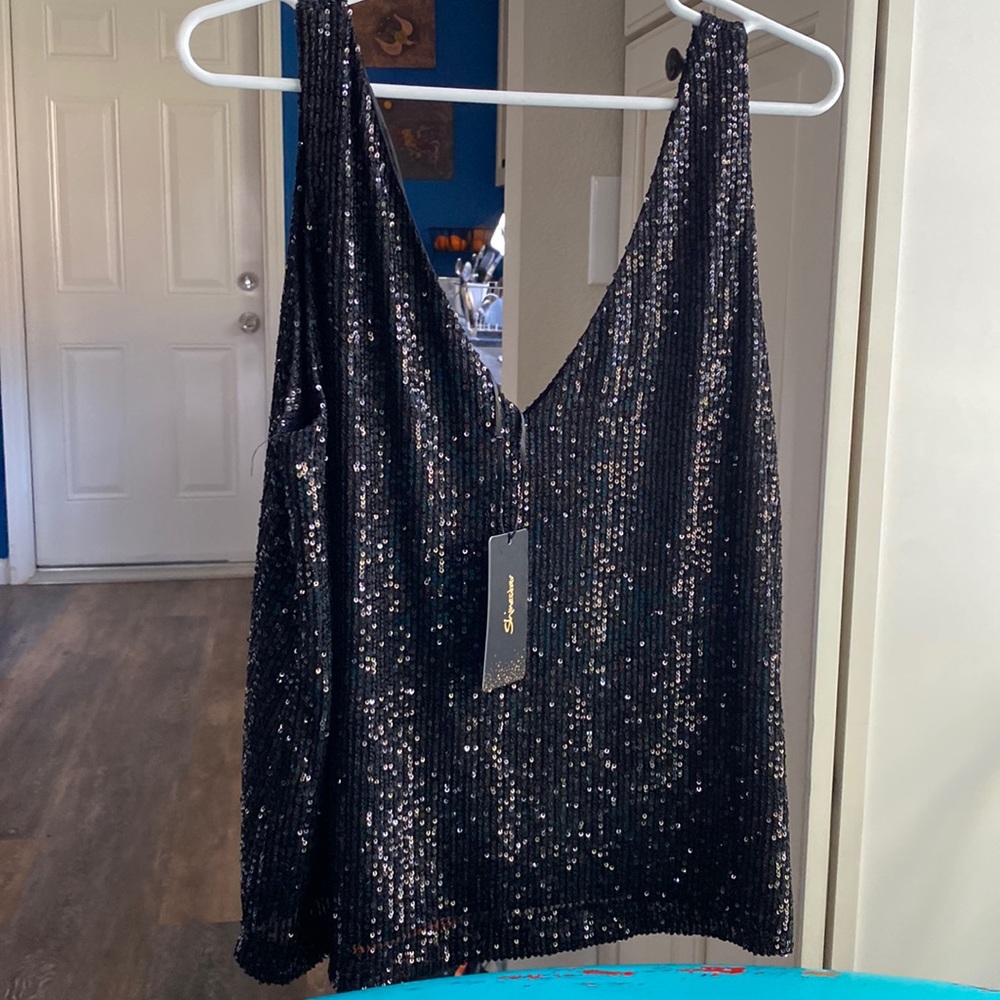 Black sequins tank top Cami. Size L